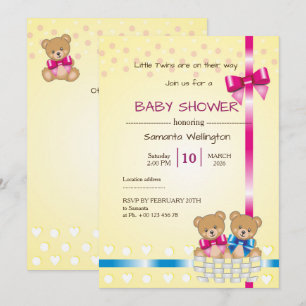 invitation au baby shower, il y a des jumeaux