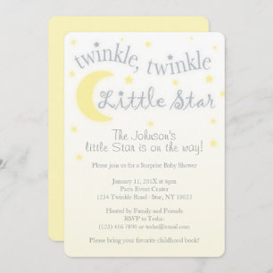 Invitation au baby shower jaune étoile