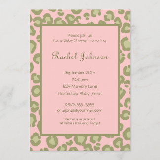 Invitation au Baby shower léopard rose
