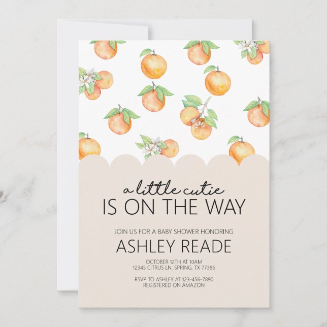 Invitation au Baby shower Little Cutie (Devant)