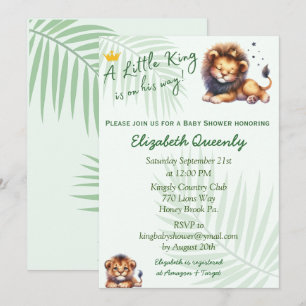 Invitation au Baby shower Little King Lion