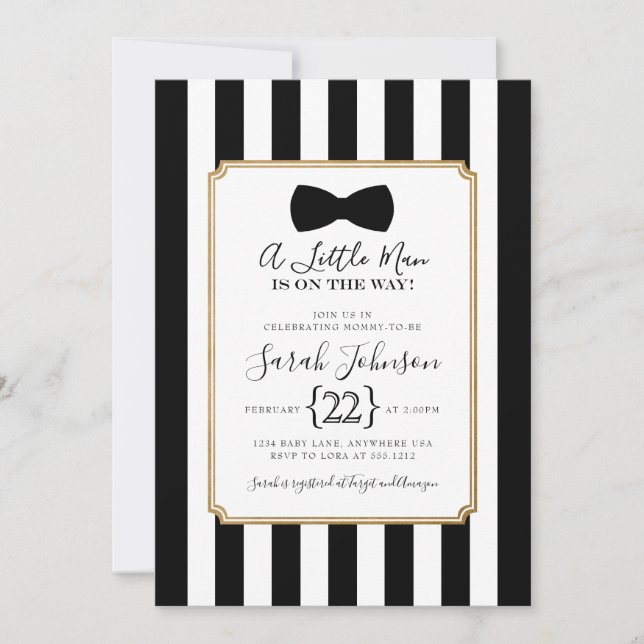 Invitation au Baby shower Little Man (Devant)