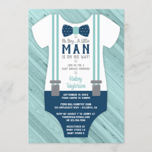 Invitation au Baby shower Little Man, bleu marine,