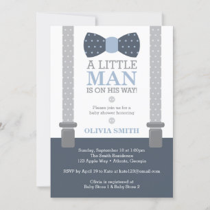 Invitation au Baby shower Little Man, bleu marine,