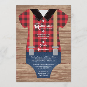 Invitation au Baby shower Little Man, bûcheron