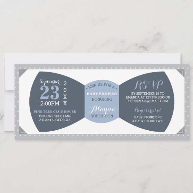 Invitation au Baby shower Little Man, Cravate Bow (Devant)