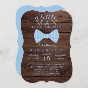 Invitation au Baby shower Little Man   Cravate Bow