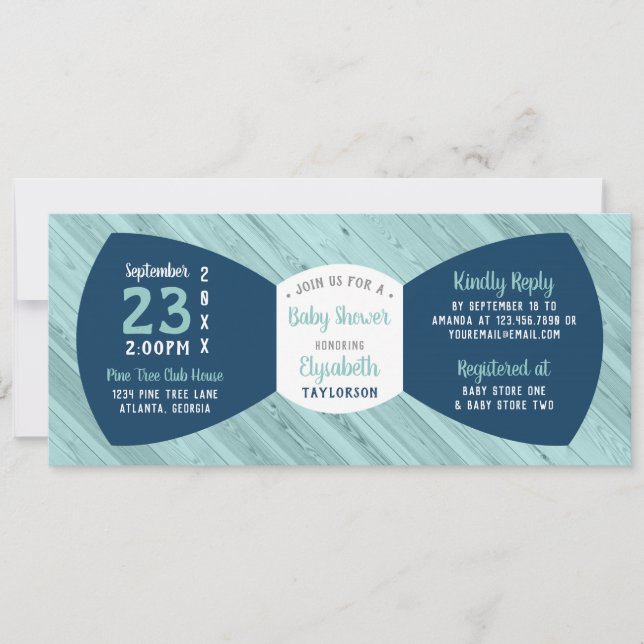 Invitation au Baby shower Little Man, Cravate Bow (Devant)