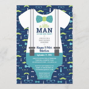 Invitation au Baby shower Little Man, Cravate Bow