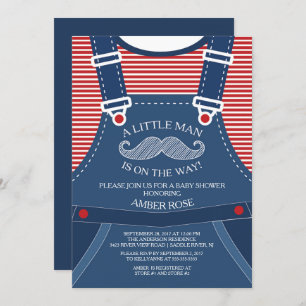 Invitation au Baby shower Little Man Mustache
