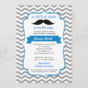 Invitation au Baby shower Little Man Mustache