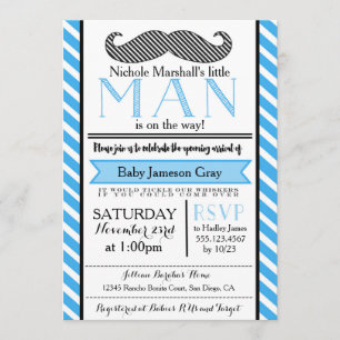 Invitation au Baby shower Little Man Mustache