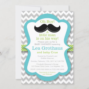 Invitation au Baby shower Little Man Mustache
