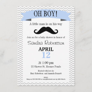 Invitation au Baby shower Little Man Mustache