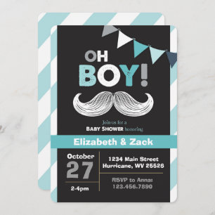 Invitation au Baby shower Little Man Mustache