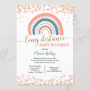Invitation au Baby shower longue distance Rainbow