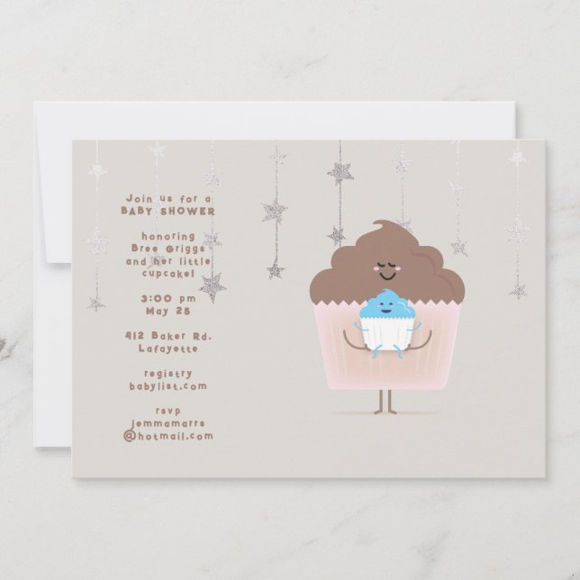 Invitation au Baby shower Maman et Baby Cupcake (Devant)
