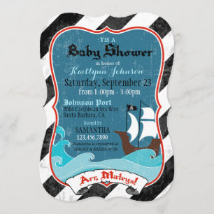 Invitation au Baby shower maritime et au pirate