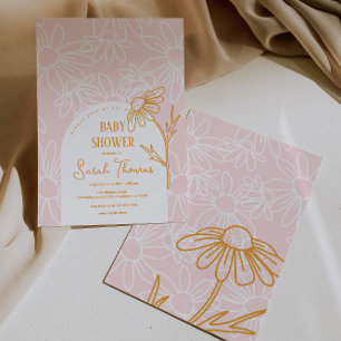 Invitation au Baby shower minimaliste pour filles 