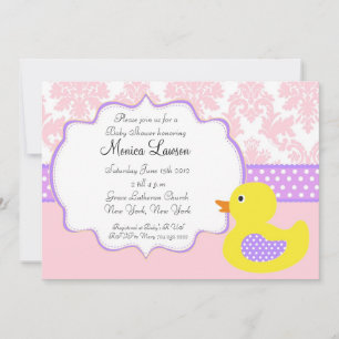 Invitation au Baby shower moderne de Pink Damask D