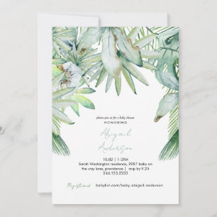 Invitation au Baby shower moderne neutre et tropic