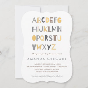 Invitation au Baby shower moderne Sweet ABC
