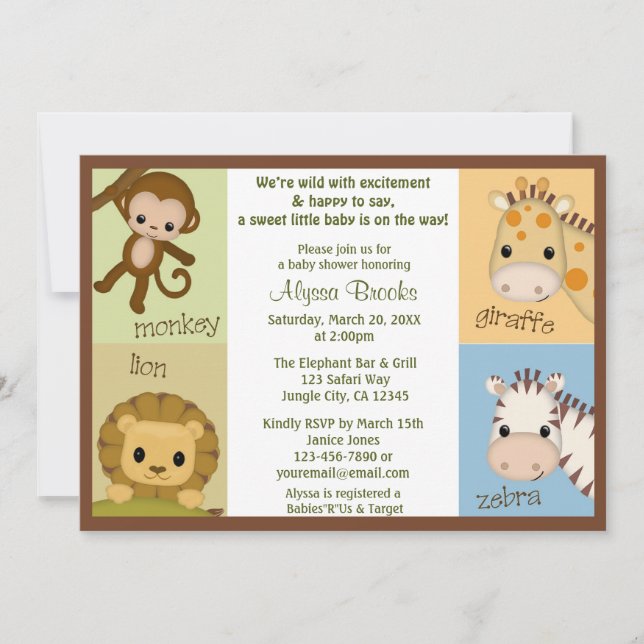 Invitation au Baby shower Monkey Jungle MONKEY MJS (Devant)