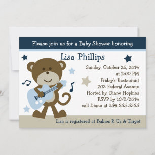 Invitation au Baby shower Monkey Rocker