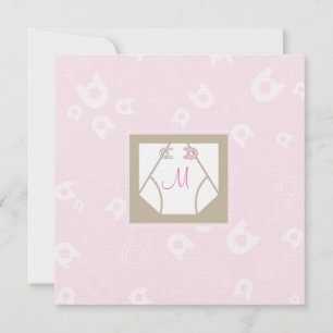 Invitation au Baby shower Monogramme de couches et