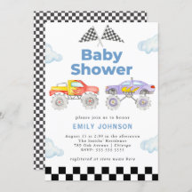 Invitation au Baby shower Monster Truck Boy