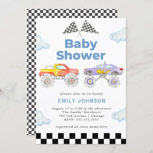 Invitation au Baby shower Monster Truck Boy