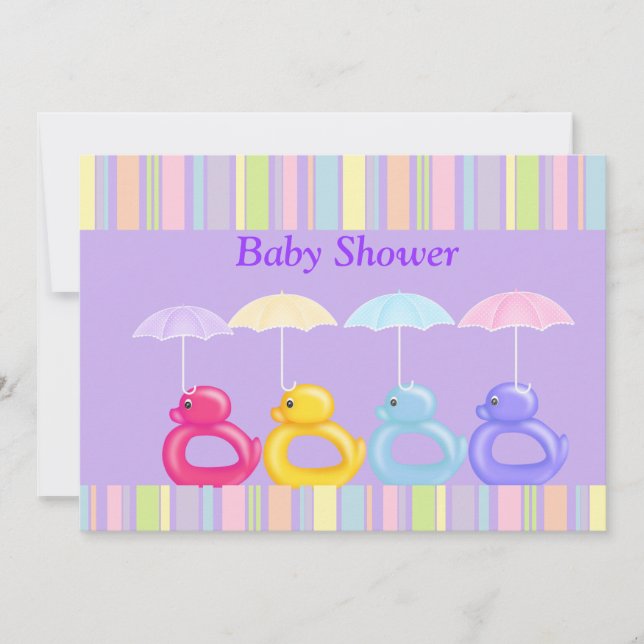 INVITATION AU BABY SHOWER MULTI-DUC DE PURPLE STRI (Devant)