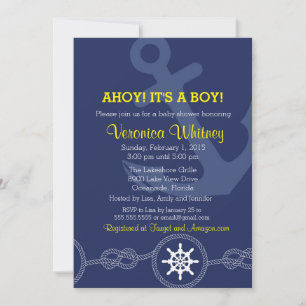 Invitation au Baby shower nautique, Ahoy ! C'est u