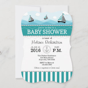 Invitation au Baby shower nautique bleu Turquoise