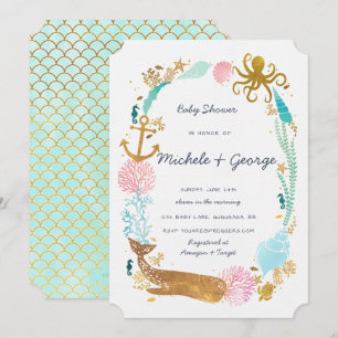 Invitation au Baby shower nautique de baleine