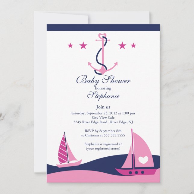 Invitation au Baby shower nautique moderne (Devant)