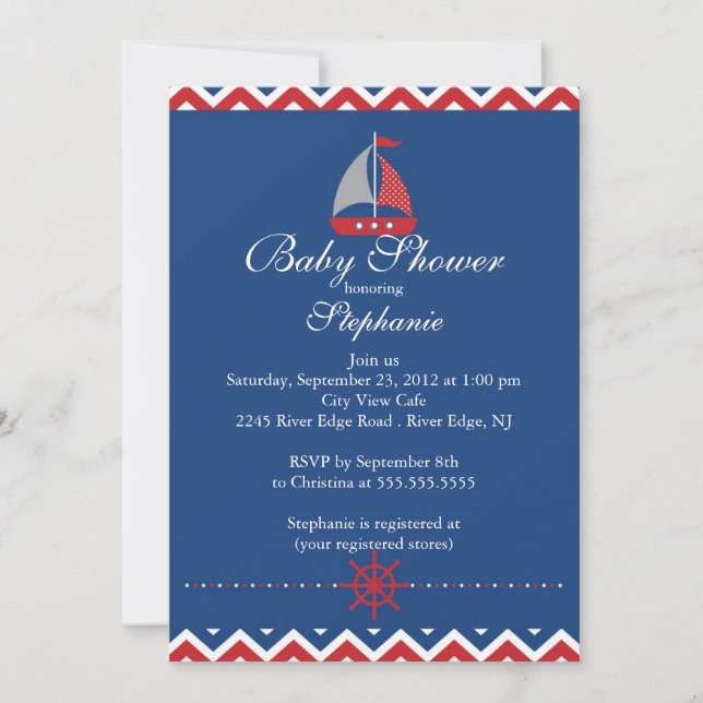 Invitation au Baby shower nautique moderne (Devant)