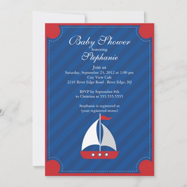 Invitation au Baby shower nautique moderne (Devant)