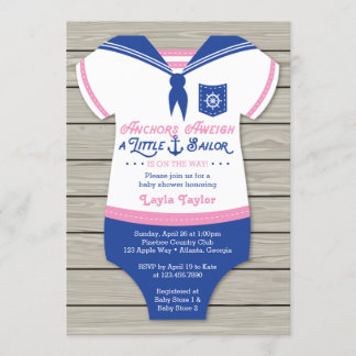 Invitation au Baby shower nautique, neutre sur le