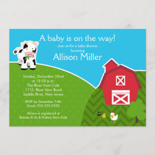 Invitation au Baby shower neutre de Barnyard Anima