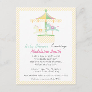 Invitation au Baby shower neutre de carrousel ench
