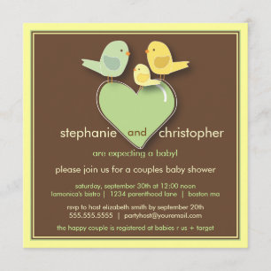 Invitation au Baby shower neutre de la famille des
