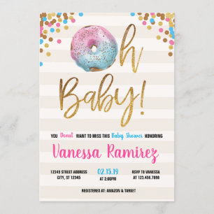 Invitation au baby shower neutre Donut Twins