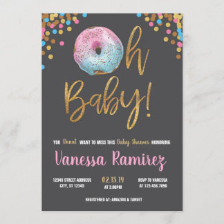 Invitation au baby shower neutre Donut Twins