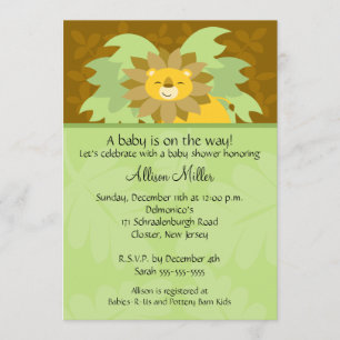 Invitation au Baby shower neutre du lion de la jun