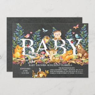 Invitation au Baby shower neutre en bois de Chalkb