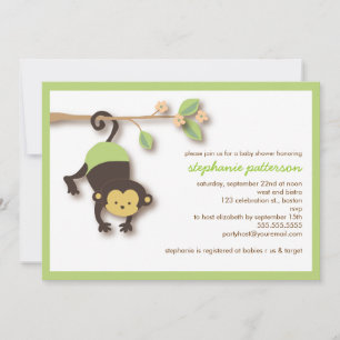 Invitation au Baby shower neutre et sucré de singe
