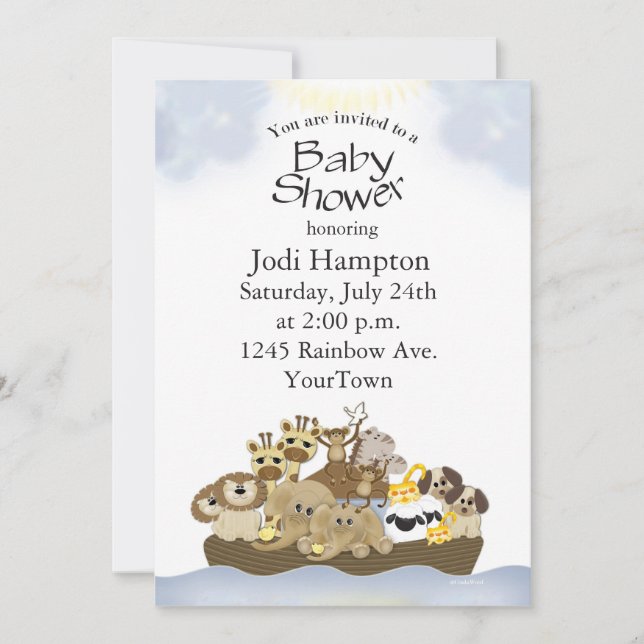 Invitation au Baby shower Noah Ark (Devant)