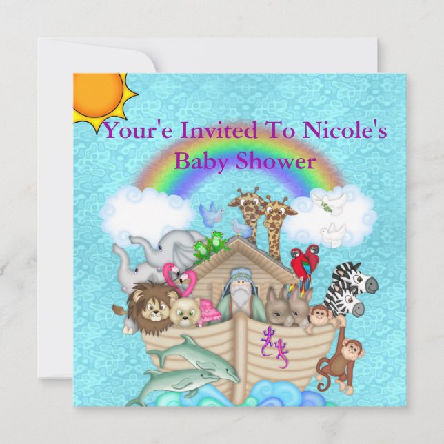 Invitation au Baby shower NOAHS ARK (Devant)