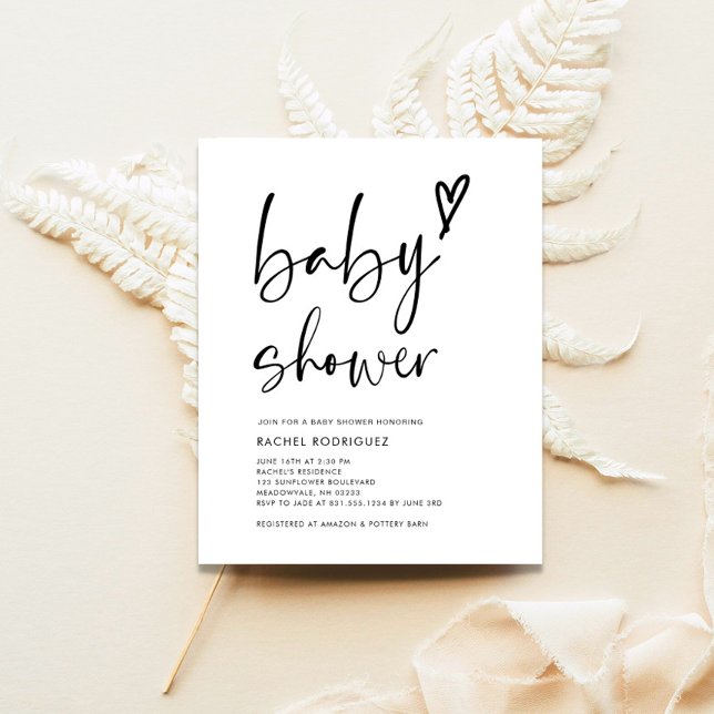 Invitation au Baby shower noir et blanc Boho Budge (Créateur téléchargé)